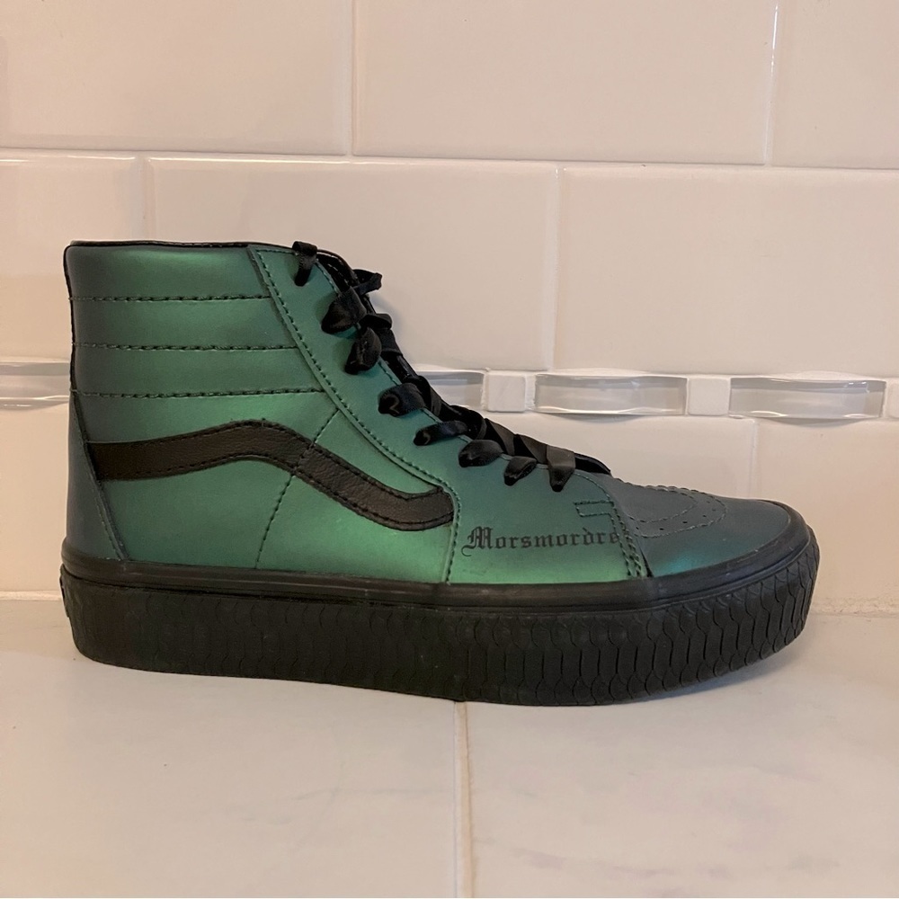 Vans Harry Potter morsmordre green shiny high tops.  Lace up.  EUC!